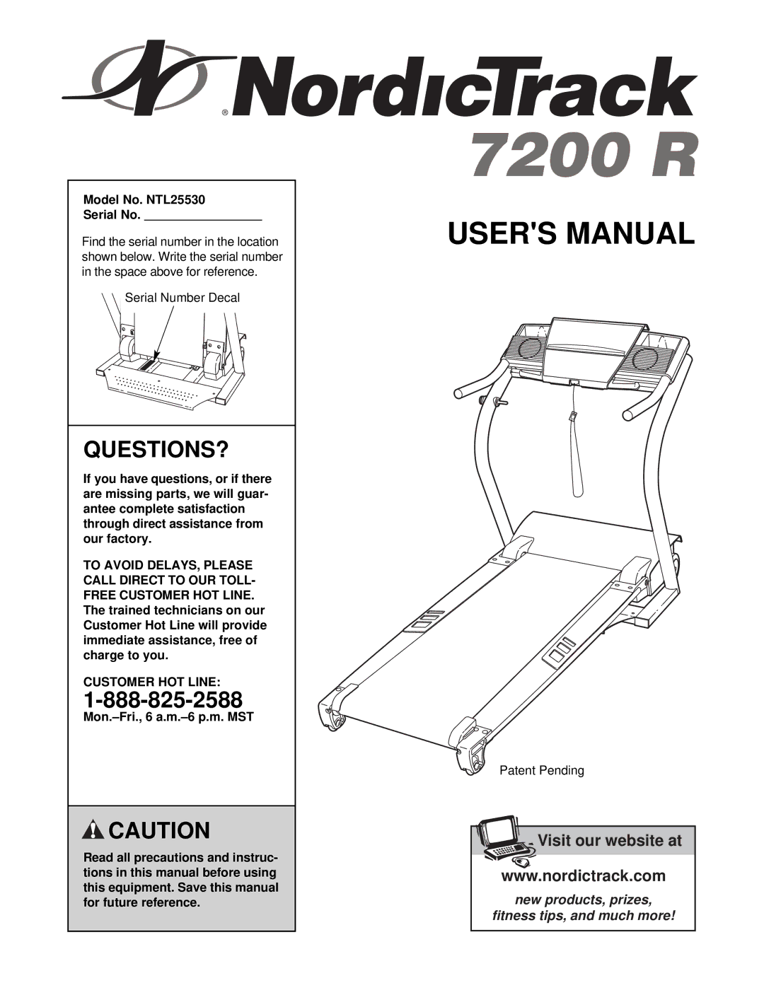 NordicTrack NTL25530 user manual Questions?, Customer HOT Line 