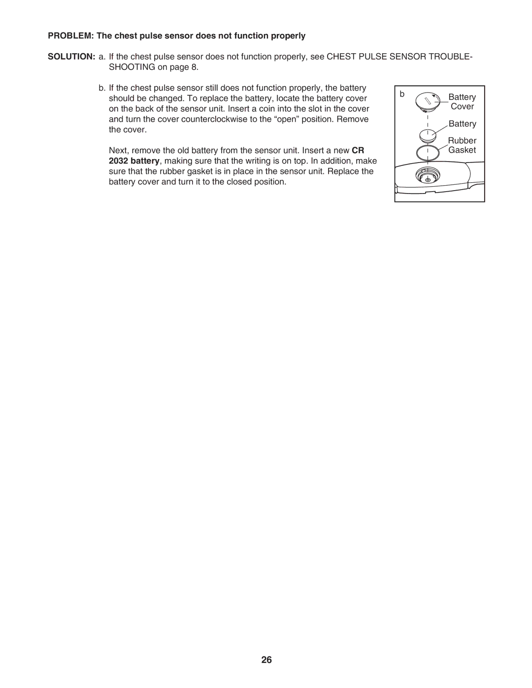 NordicTrack NTL27005.0 user manual Problem The chest pulse sensor does not function properly 