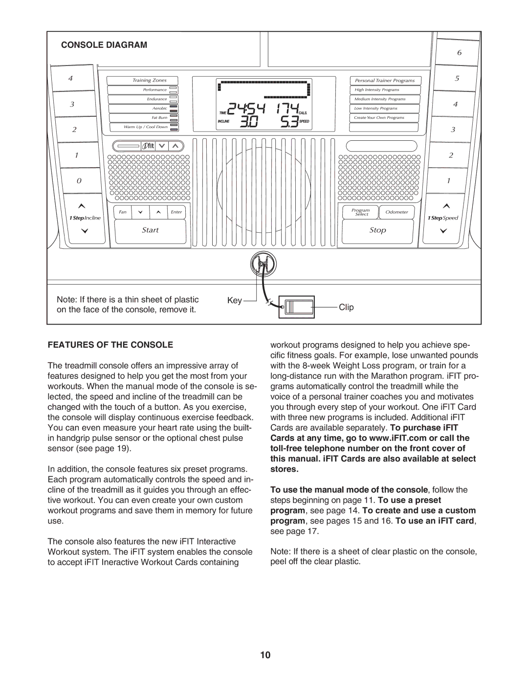 NordicTrack NTL77806.0 user manual Console Diagram, Features of the Console 