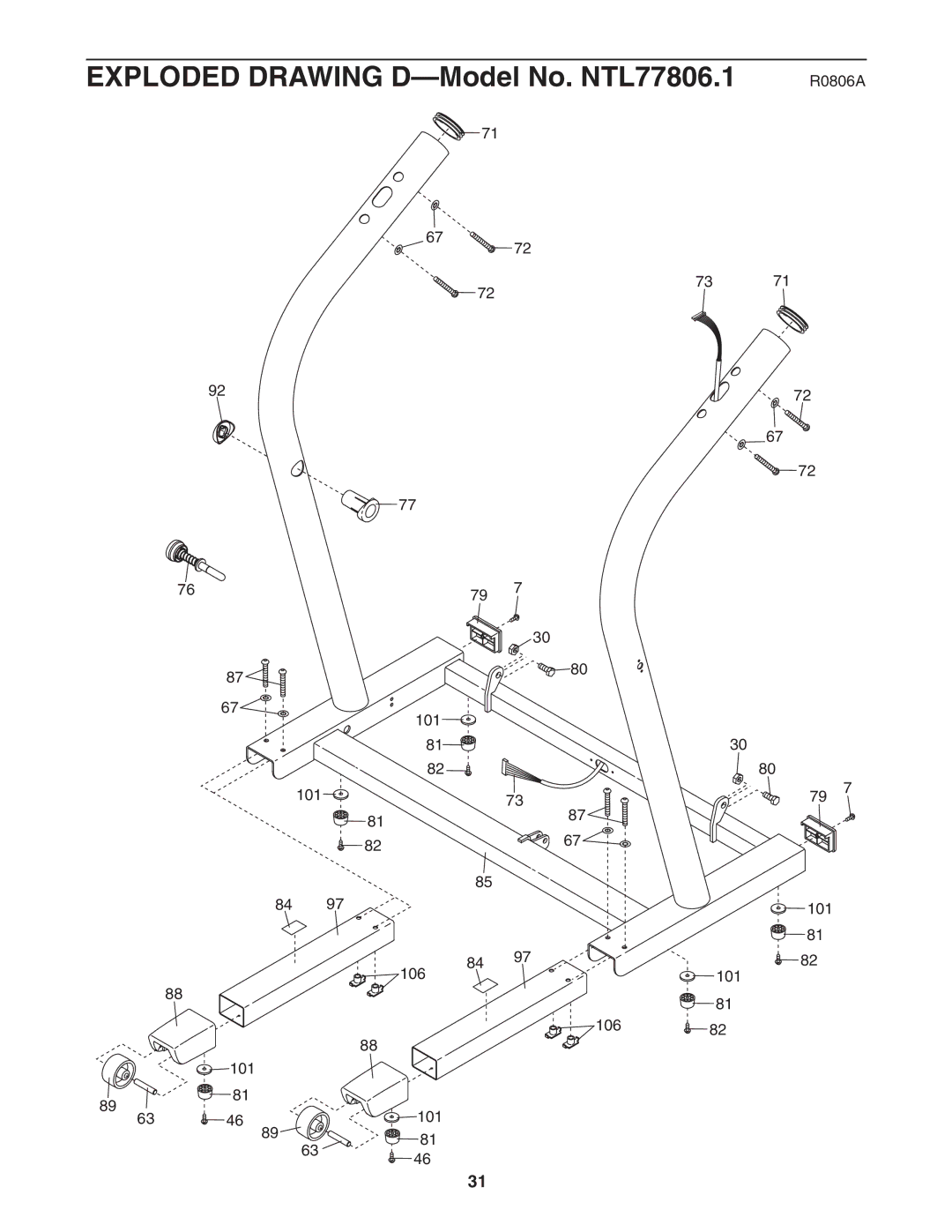 NordicTrack manual Exploded Drawing D-Model No. NTL77806.1 