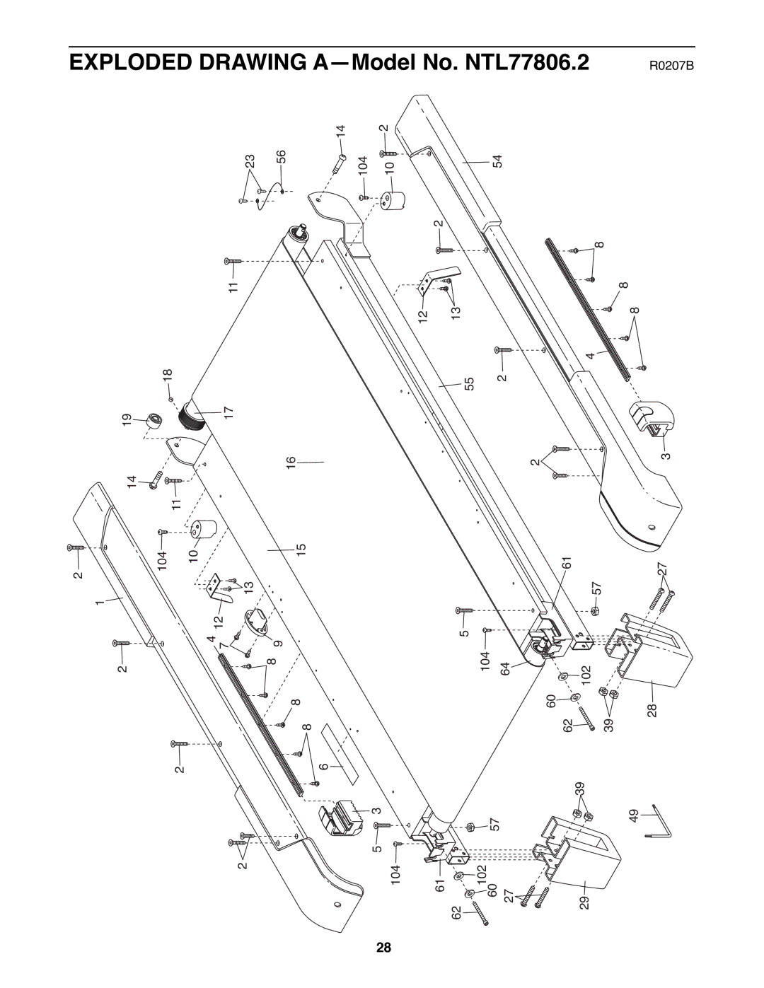 NordicTrack user manual Exploded Drawing A-Model No. NTL77806.2 