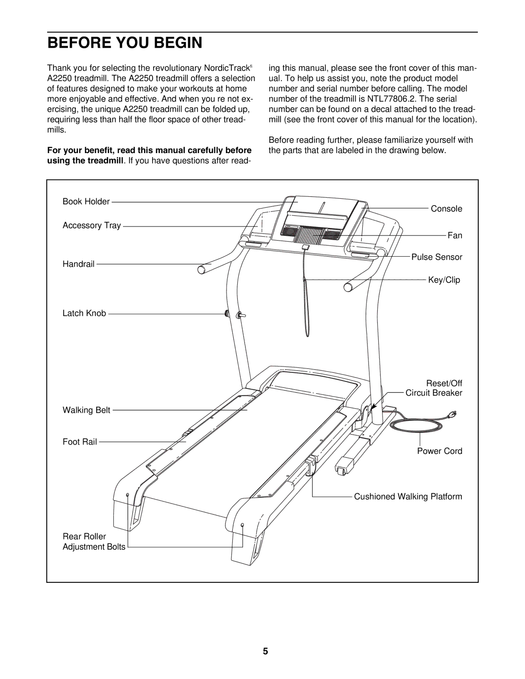 NordicTrack NTL77806.2 user manual Before YOU Begin 