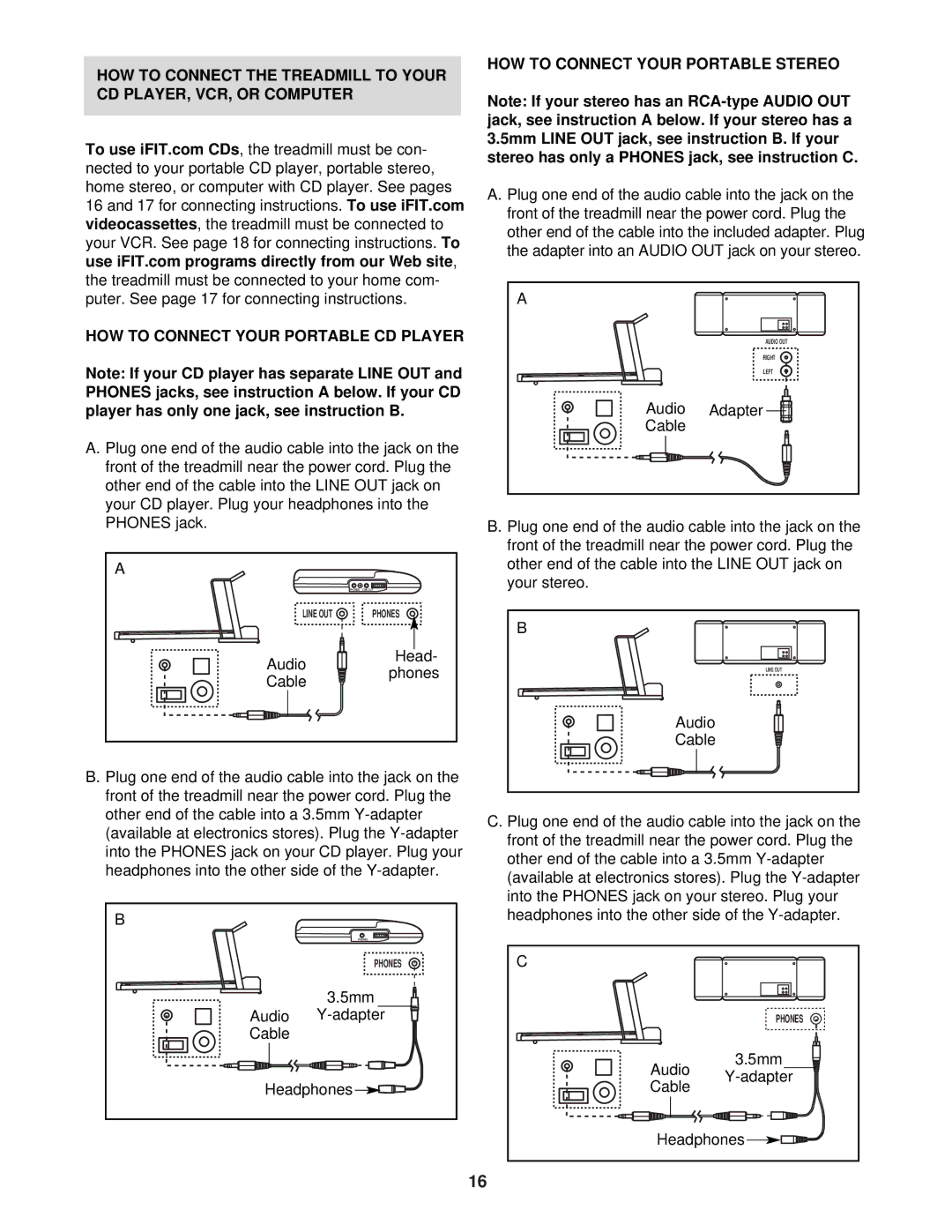 NordicTrack NTL99030 Videocassettes, HOW to Connect Your Portable CD Player, HOW to Connect Your Portable Stereo 