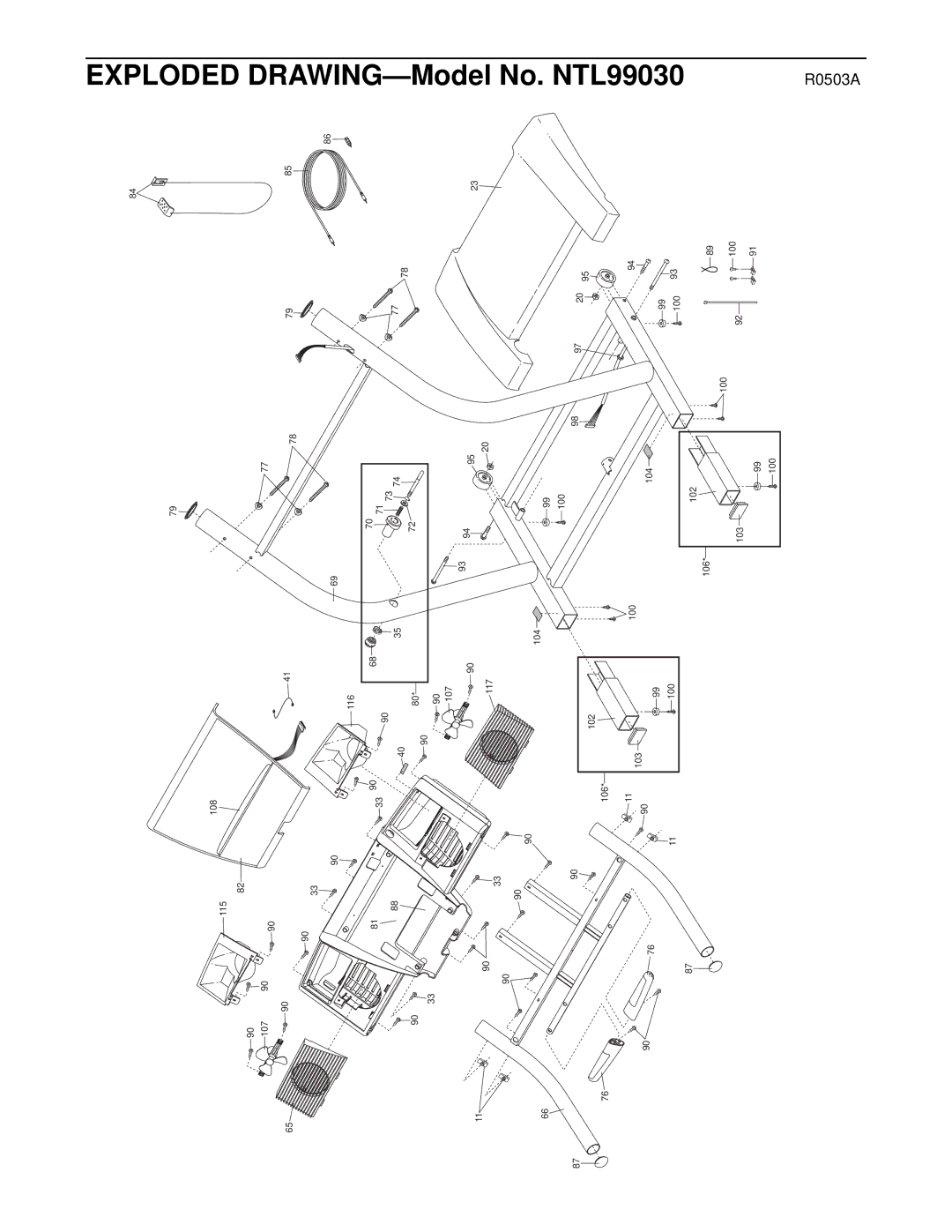 NordicTrack user manual Exploded DRAWING-Model No. NTL99030 