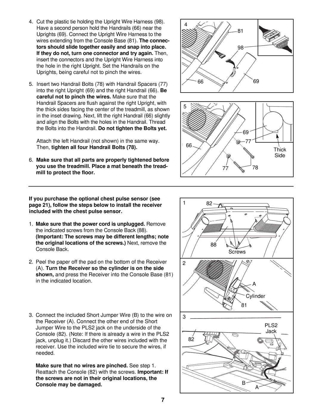 NordicTrack NTL99030 user manual Tighten all four Handrail Bolts, Mill to protect the floor, Shown, Console may be damaged 