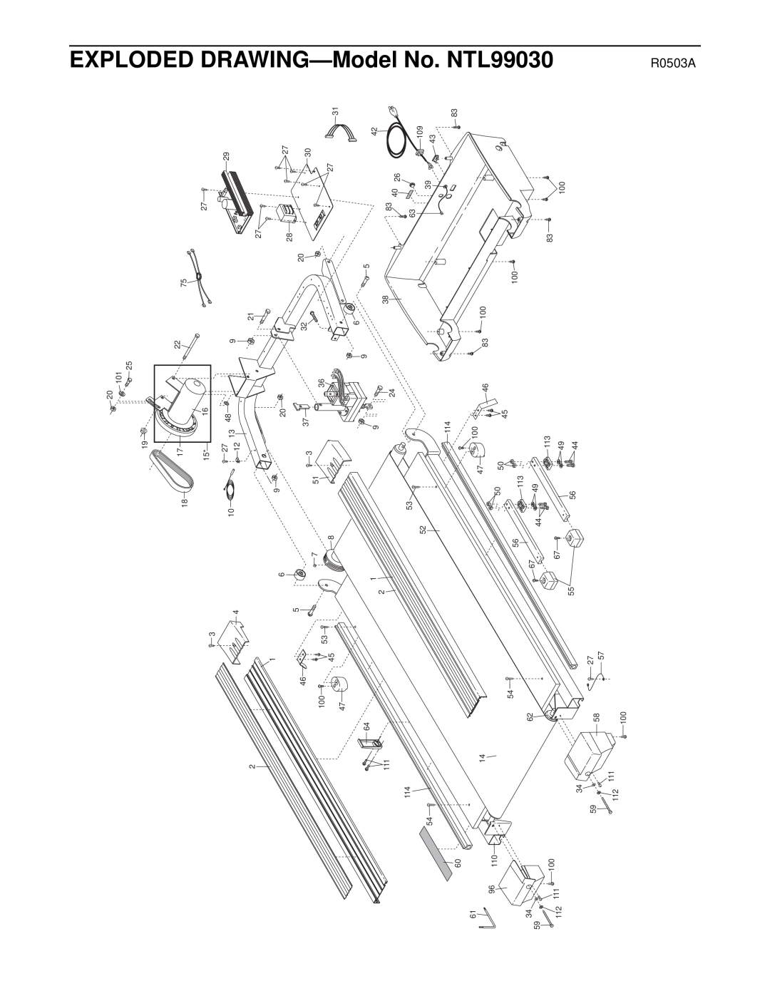 NordicTrack user manual EXPLODED DRAWING-Model No. NTL99030, R0503A 