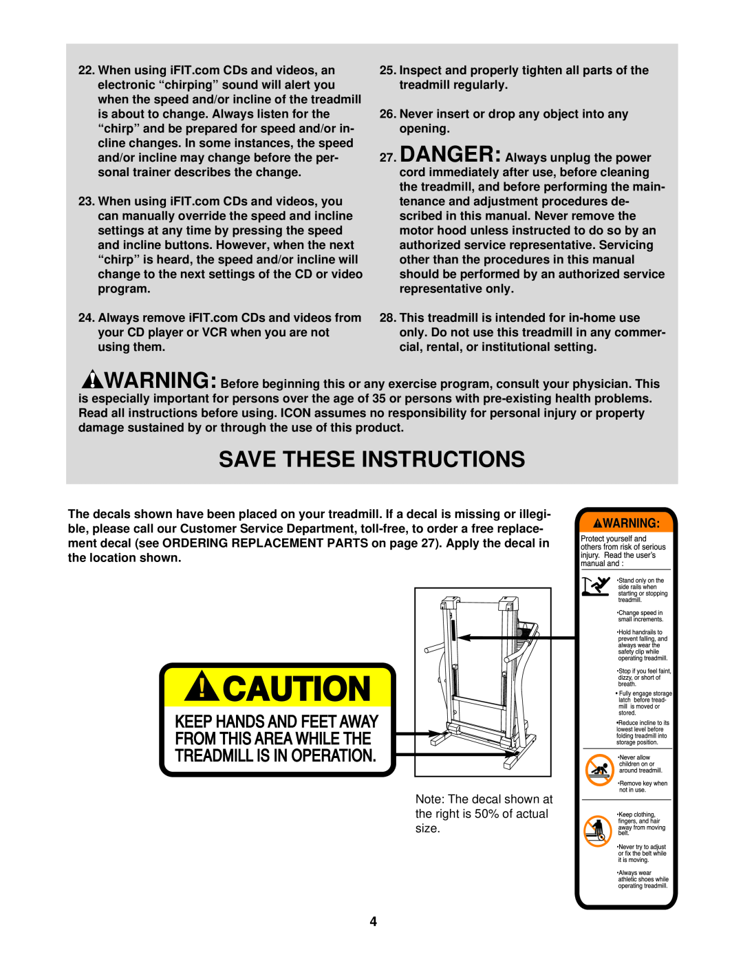 NordicTrack NTL99030 user manual Save These Instructions, using them, Never insert or drop any object into any opening 