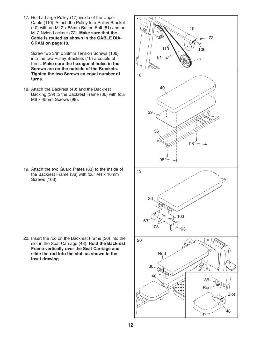 NordicTrack NTS58740 user manual Cable is routed as shown in the Cable DIA- Gram on 