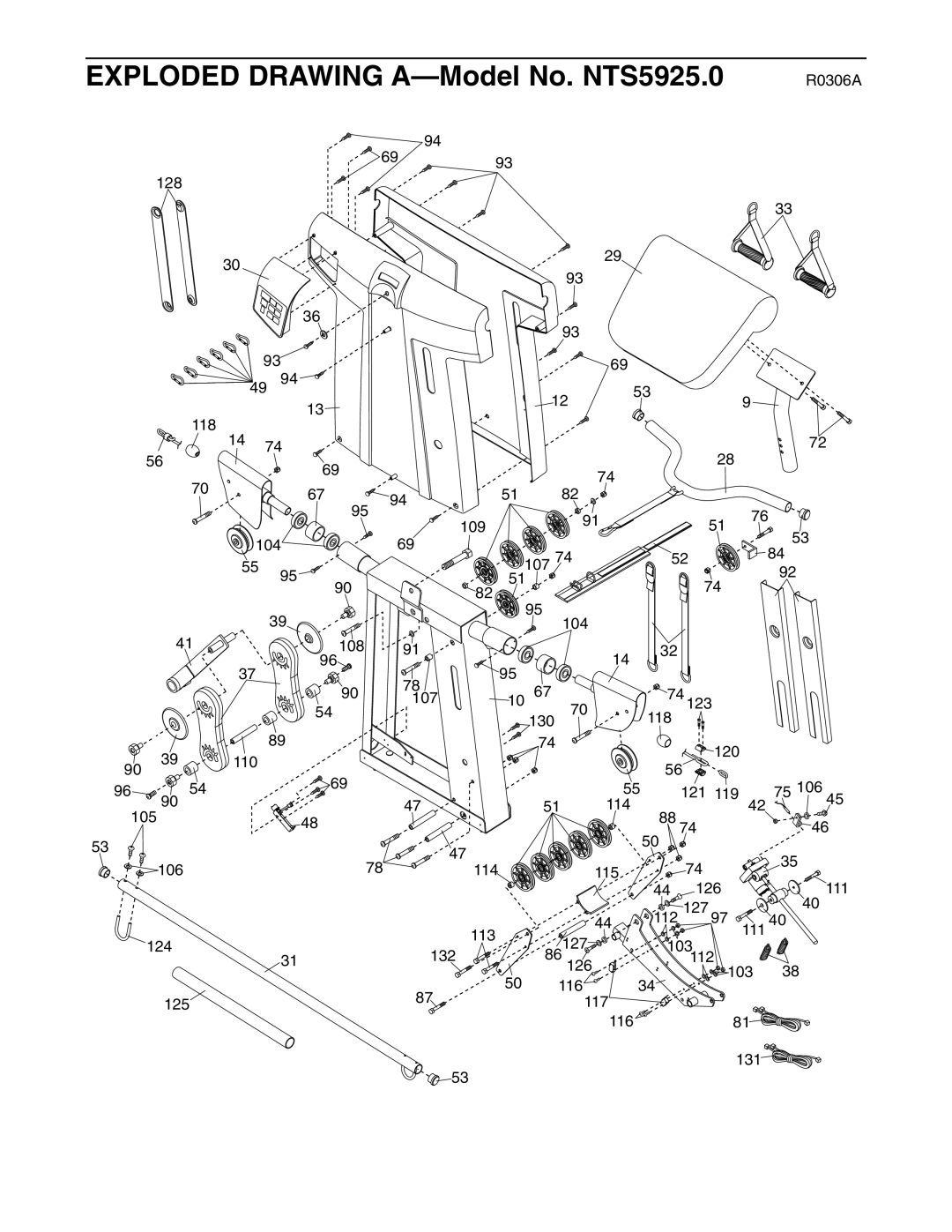 NordicTrack user manual Exploded Drawing A-Model No. NTS5925.0, R0306A 