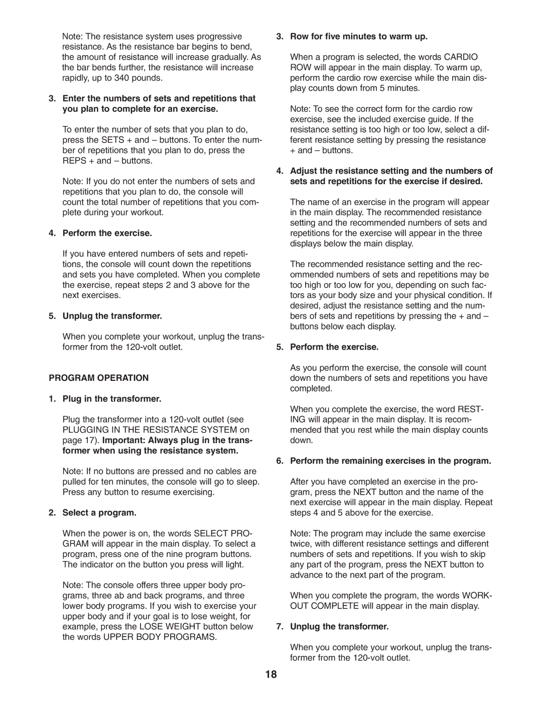 NordicTrack NTS78740 user manual Program Operation 