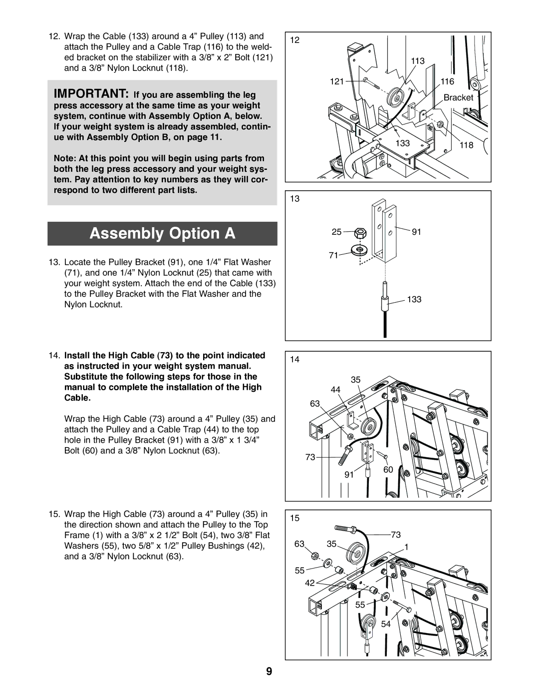 NordicTrack NTSA03990 user manual Assembly Option a 