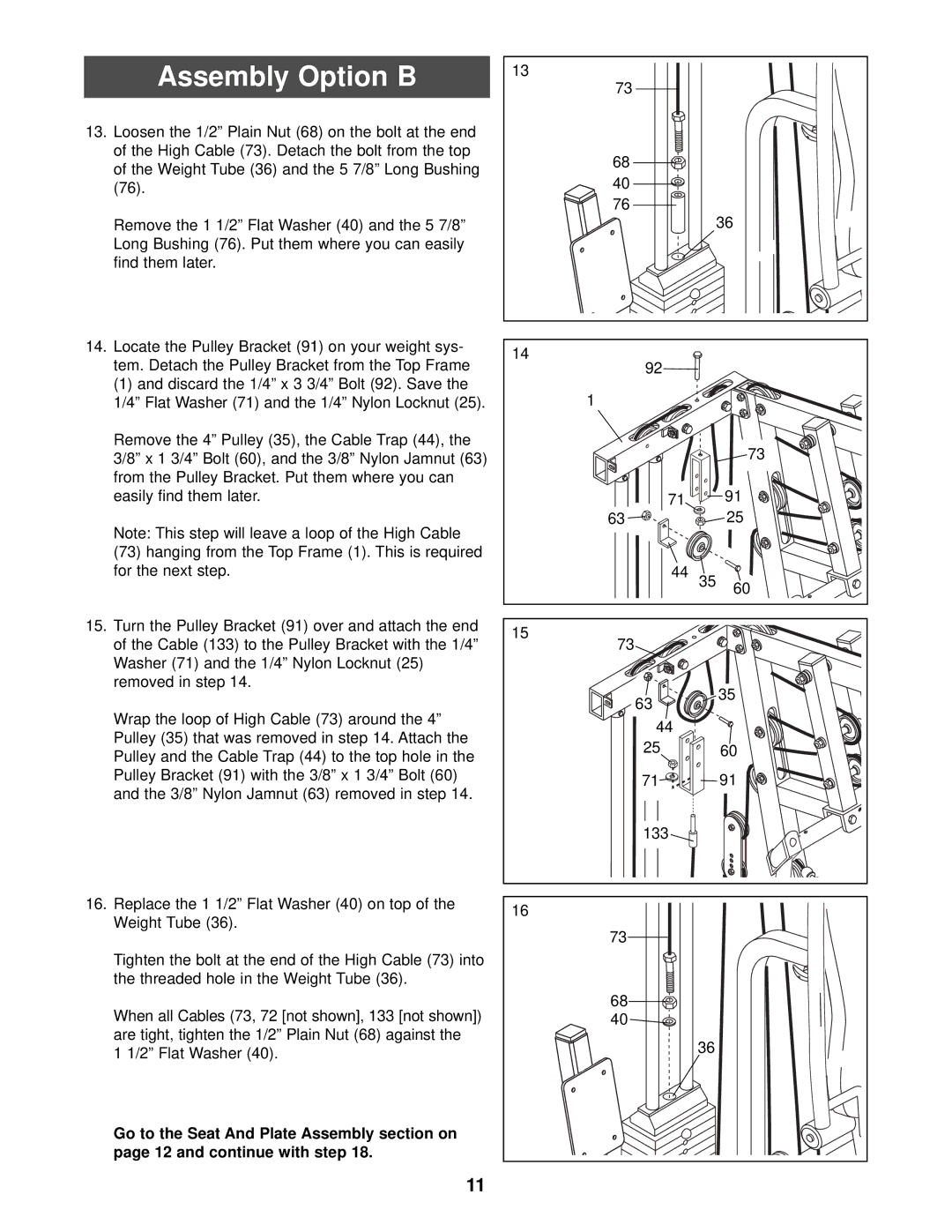 NordicTrack NTSA03991 user manual Assembly Option B 