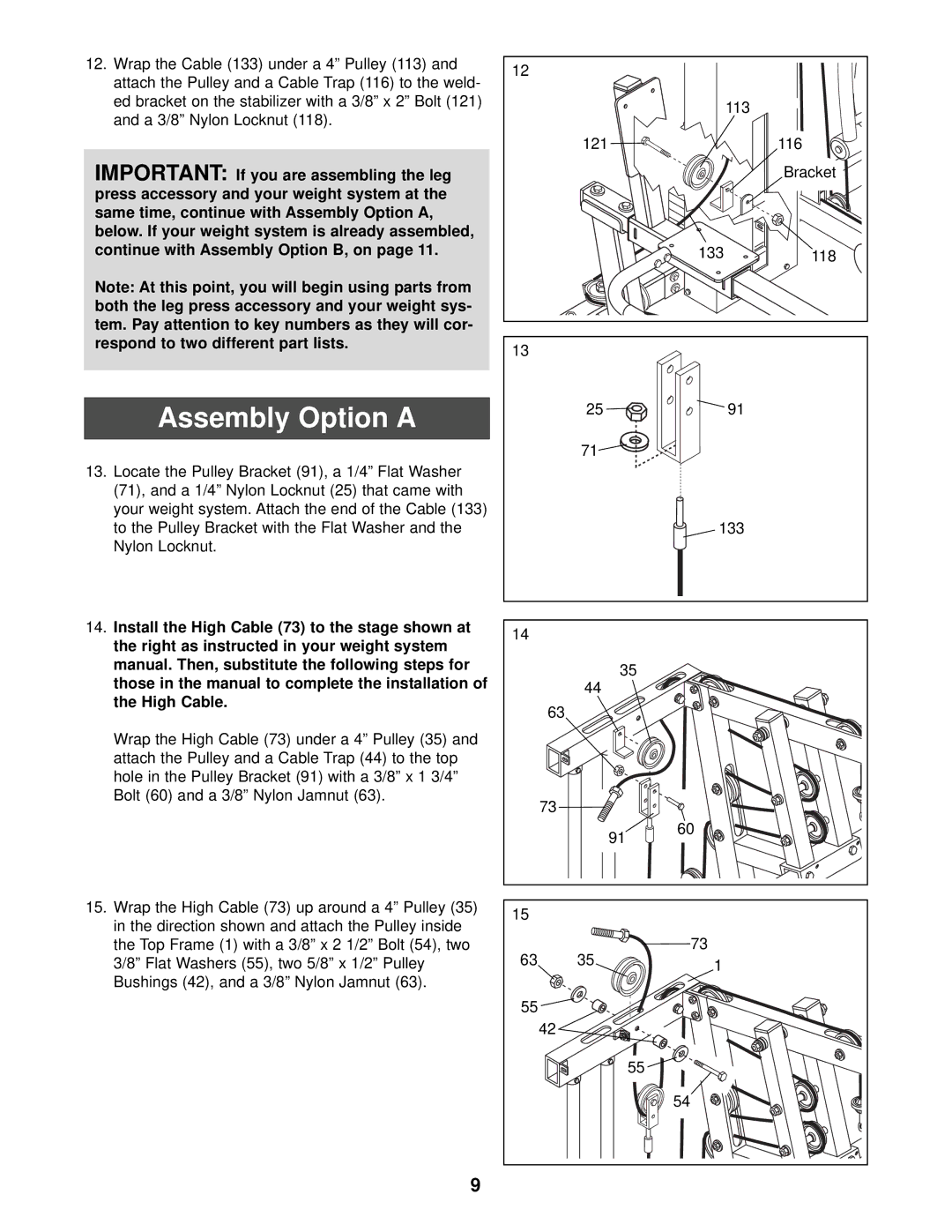 NordicTrack NTSA03991 user manual Assembly Option a 