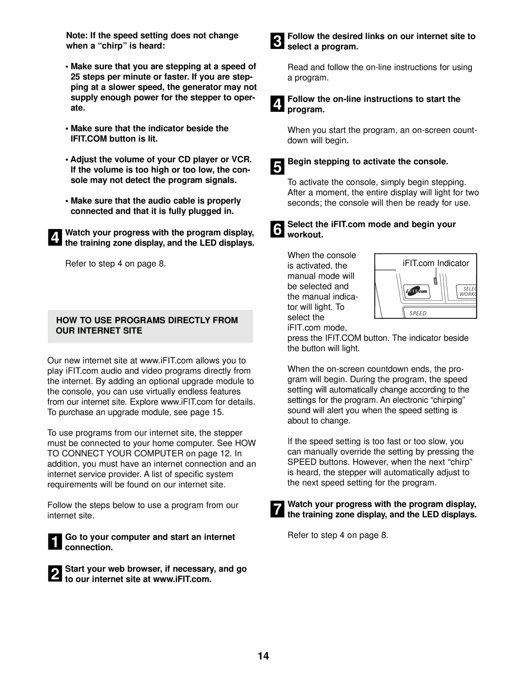 NordicTrack NTST07900 user manual HOW to USE Programs Directly from OUR Internet Site 