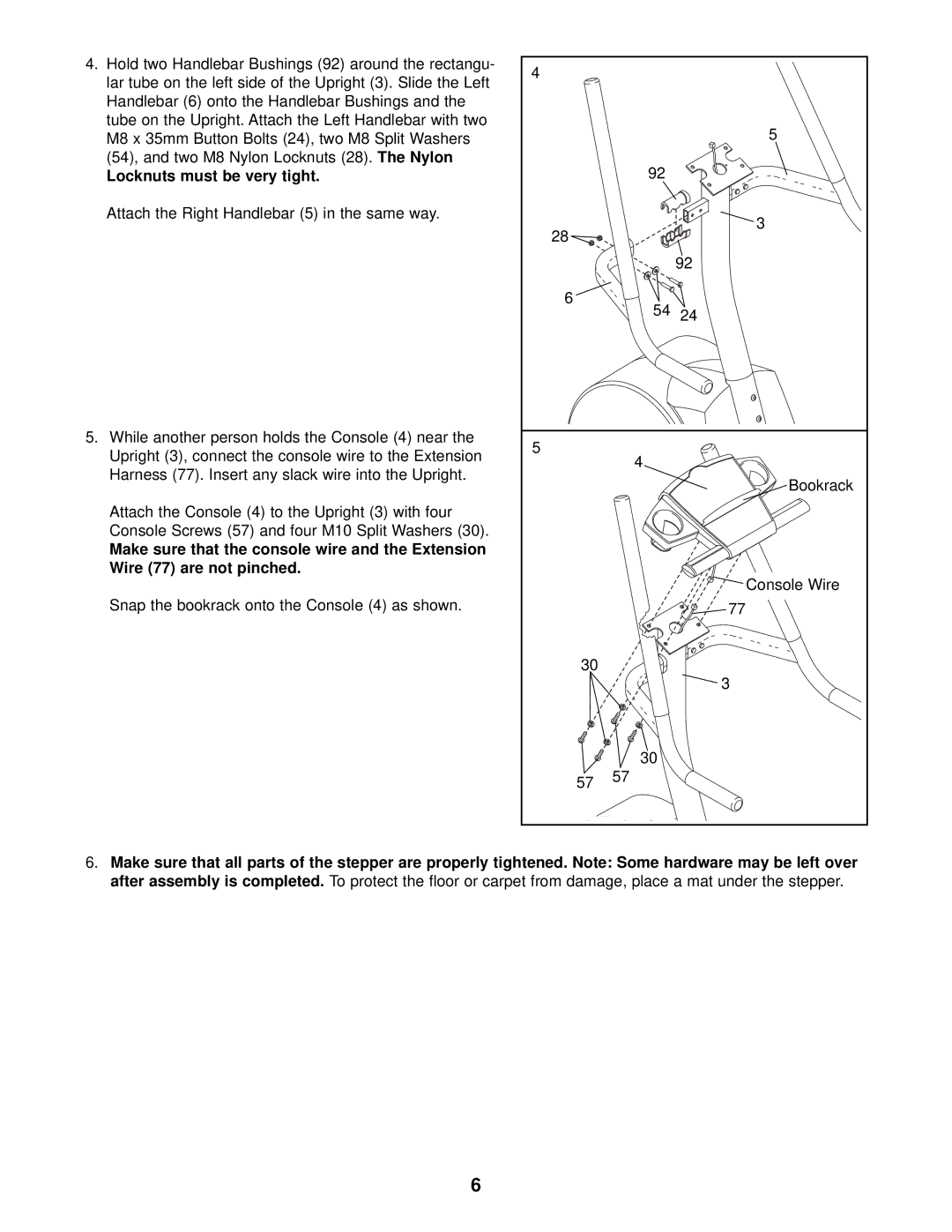 NordicTrack NTST07900 user manual Locknuts must be very tight 