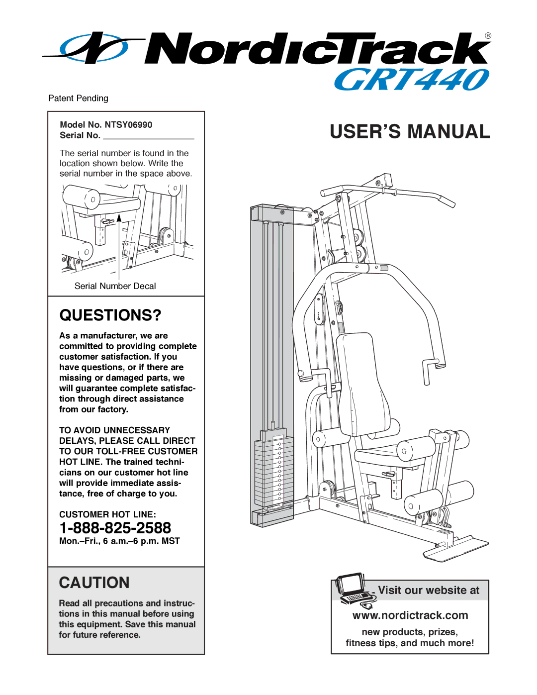 NordicTrack manual Questions?, Model No. NTSY06990 Serial No 