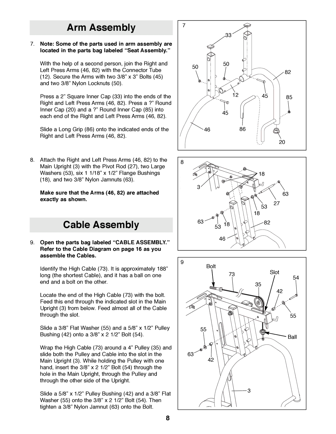 NordicTrack NTSY06990 manual Arm Assembly 