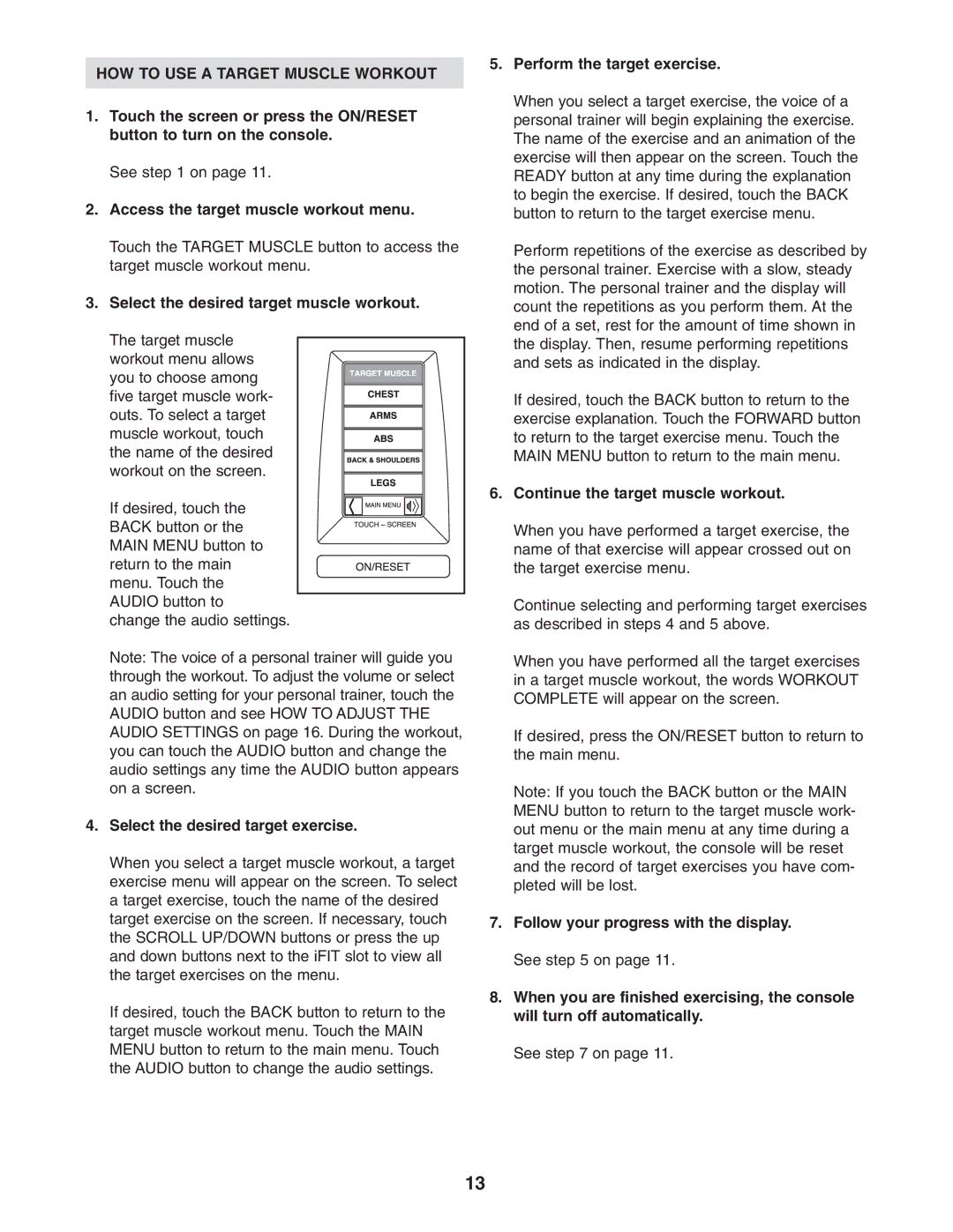 NordicTrack NTSY9896.0 user manual HOW to USE a Target Muscle Workout 