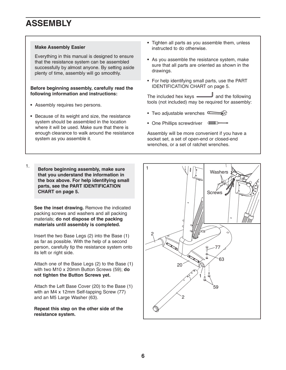 NordicTrack NTSY9896.0 user manual Assembly 