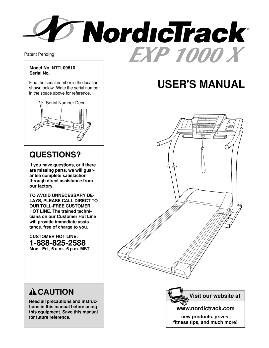 NordicTrack user manual Questions?, Model No. NTTL09610 Serial No, Customer HOT Line 