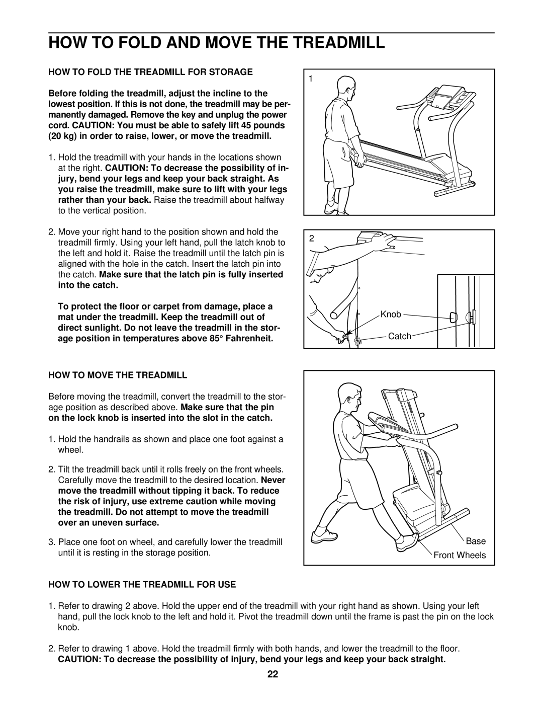 NordicTrack NTTL09610 HOW to Fold and Move the Treadmill, HOW to Fold the Treadmill for Storage, HOW to Move the Treadmill 