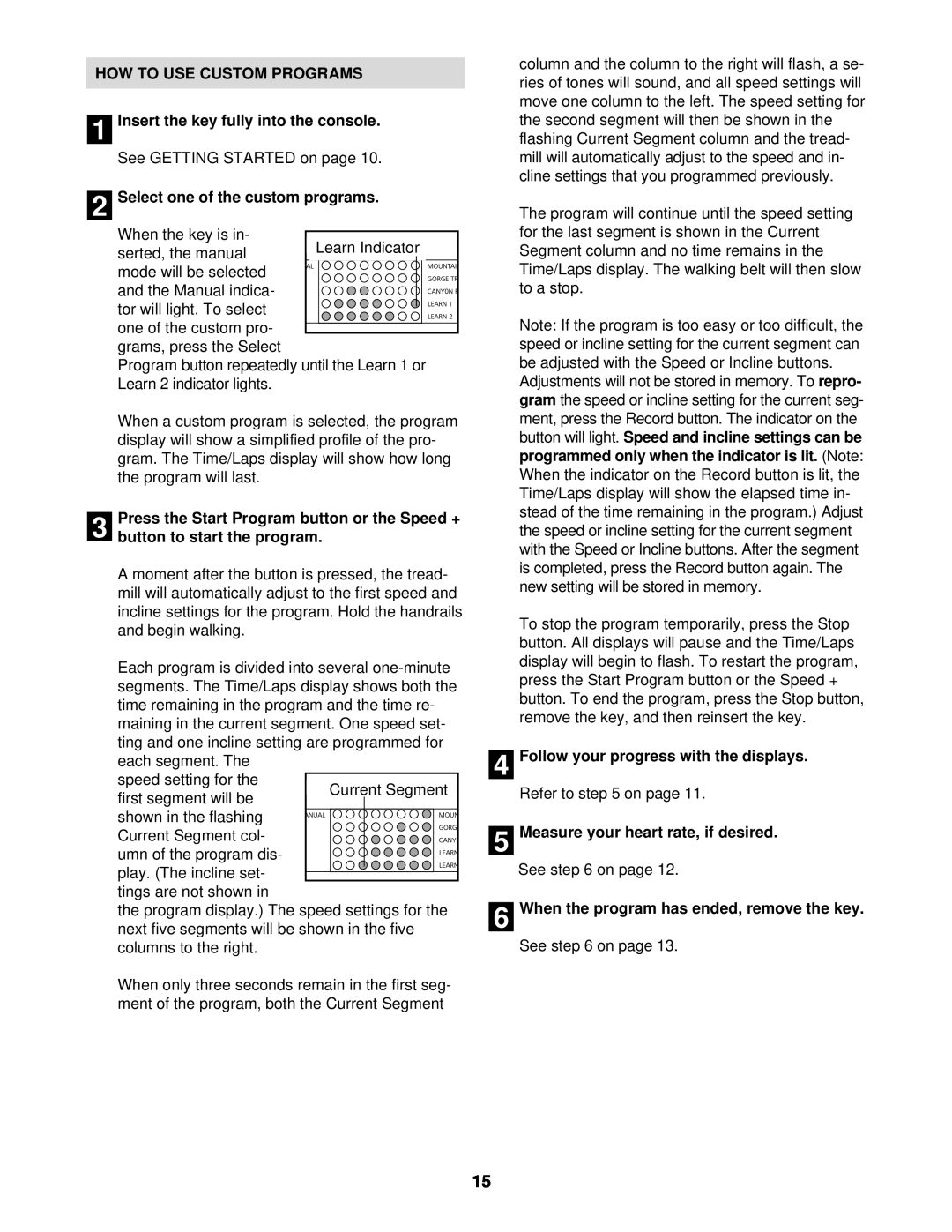 NordicTrack NTTL09610 user manual HOW TO USE CUSTOM PROGRAMS 1 Insert the key fully into the console 