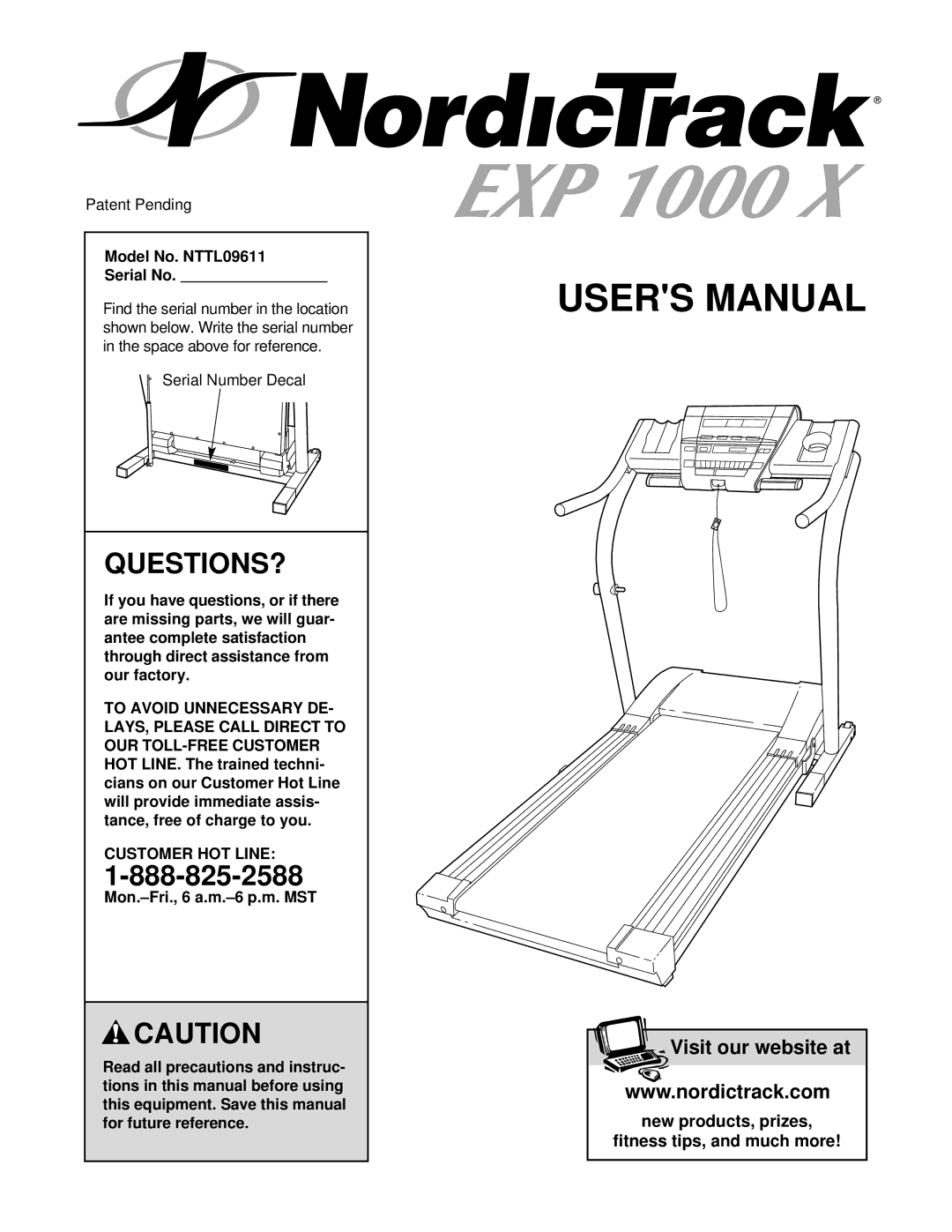 NordicTrack manual Questions?, Model No. NTTL09611 Serial No, Customer HOT Line 