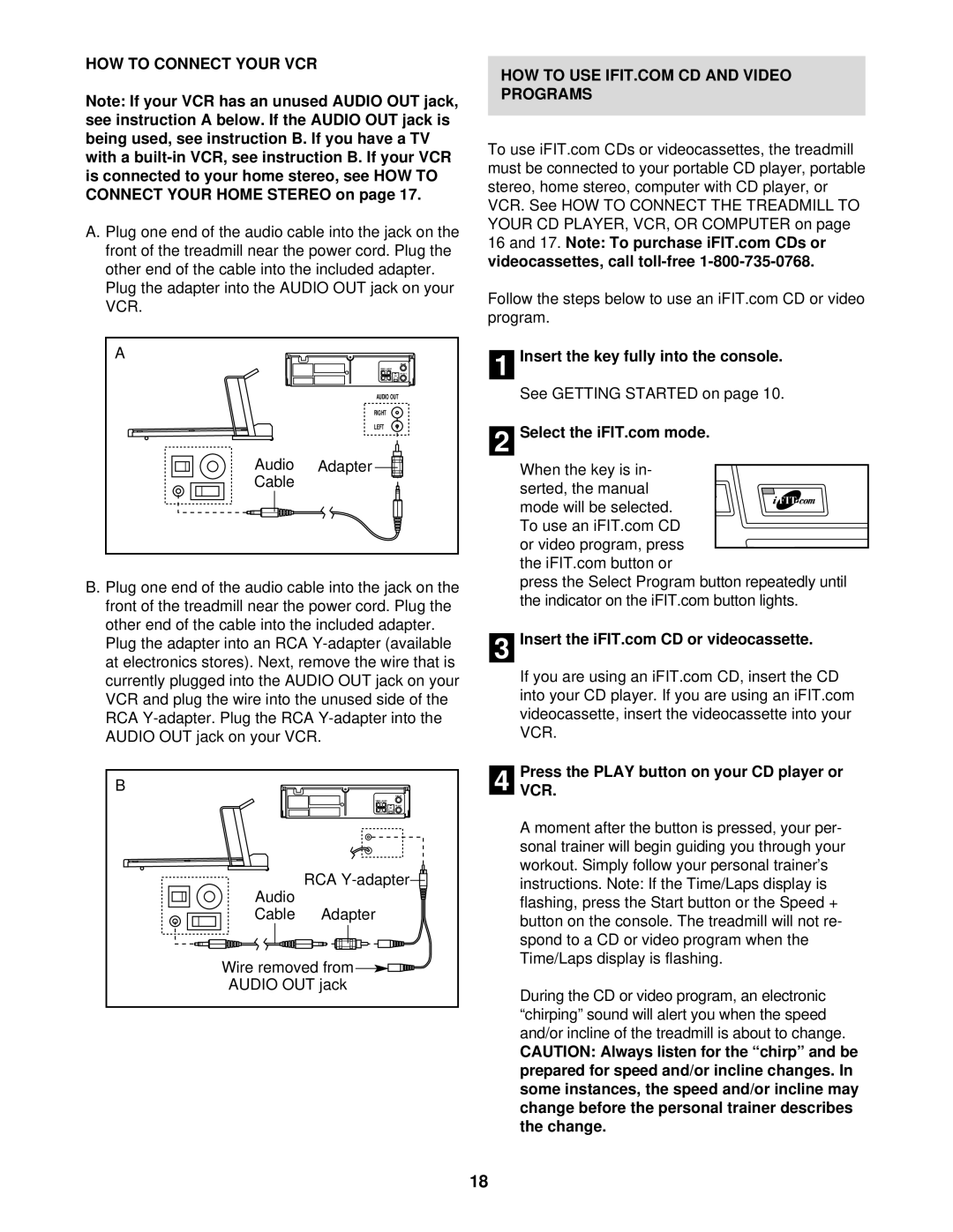 NordicTrack NTTL09611 manual HOW to Connect Your VCR, Audio Adapter Cable, PressVCR. the Play button on your CD player or 