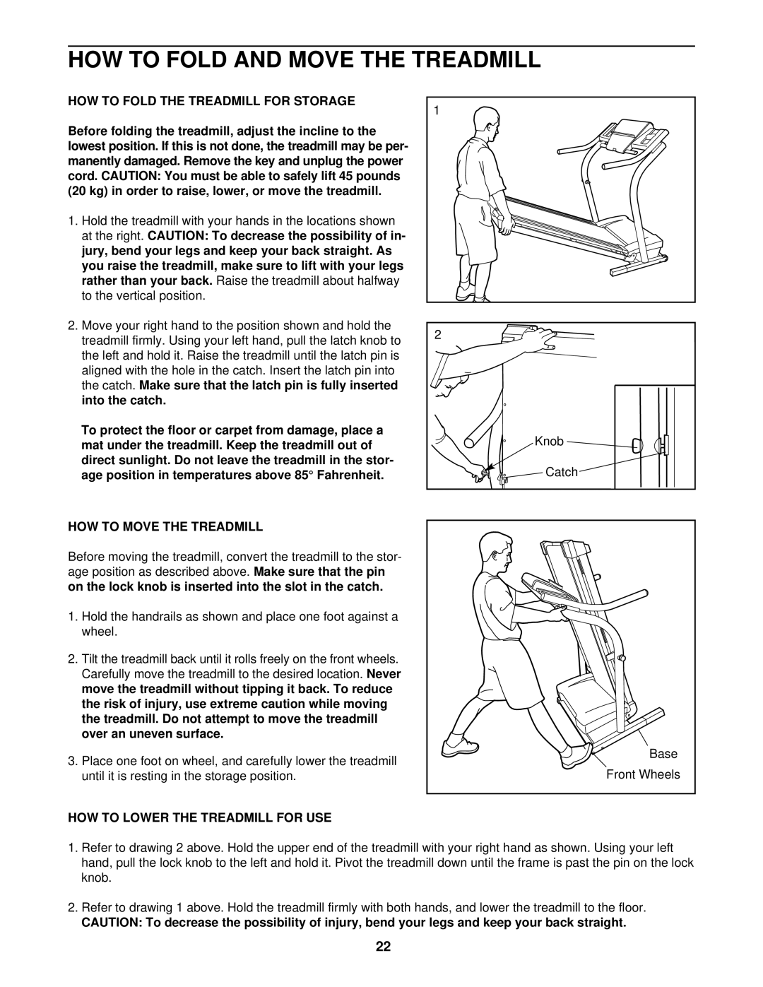 NordicTrack NTTL09611 HOW to Fold and Move the Treadmill, HOW to Fold the Treadmill for Storage, HOW to Move the Treadmill 