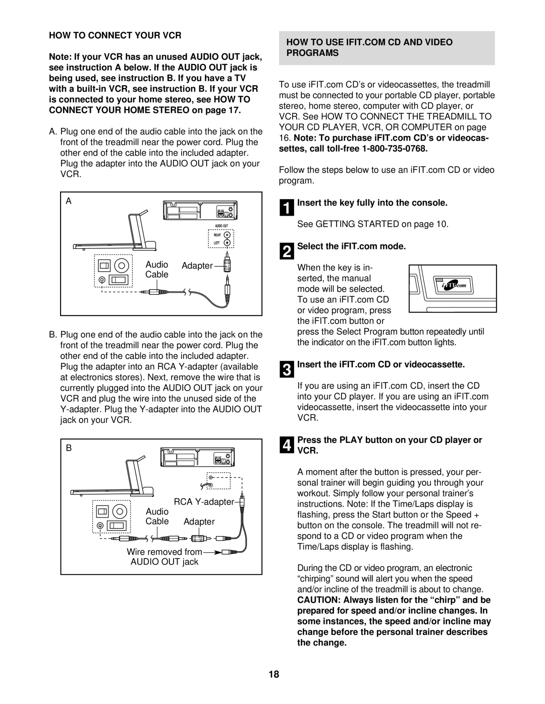 NordicTrack NTTL09612 HOW to Connect Your VCR, Audio Adapter Cable, PressVCR. the Play button on your CD player or 