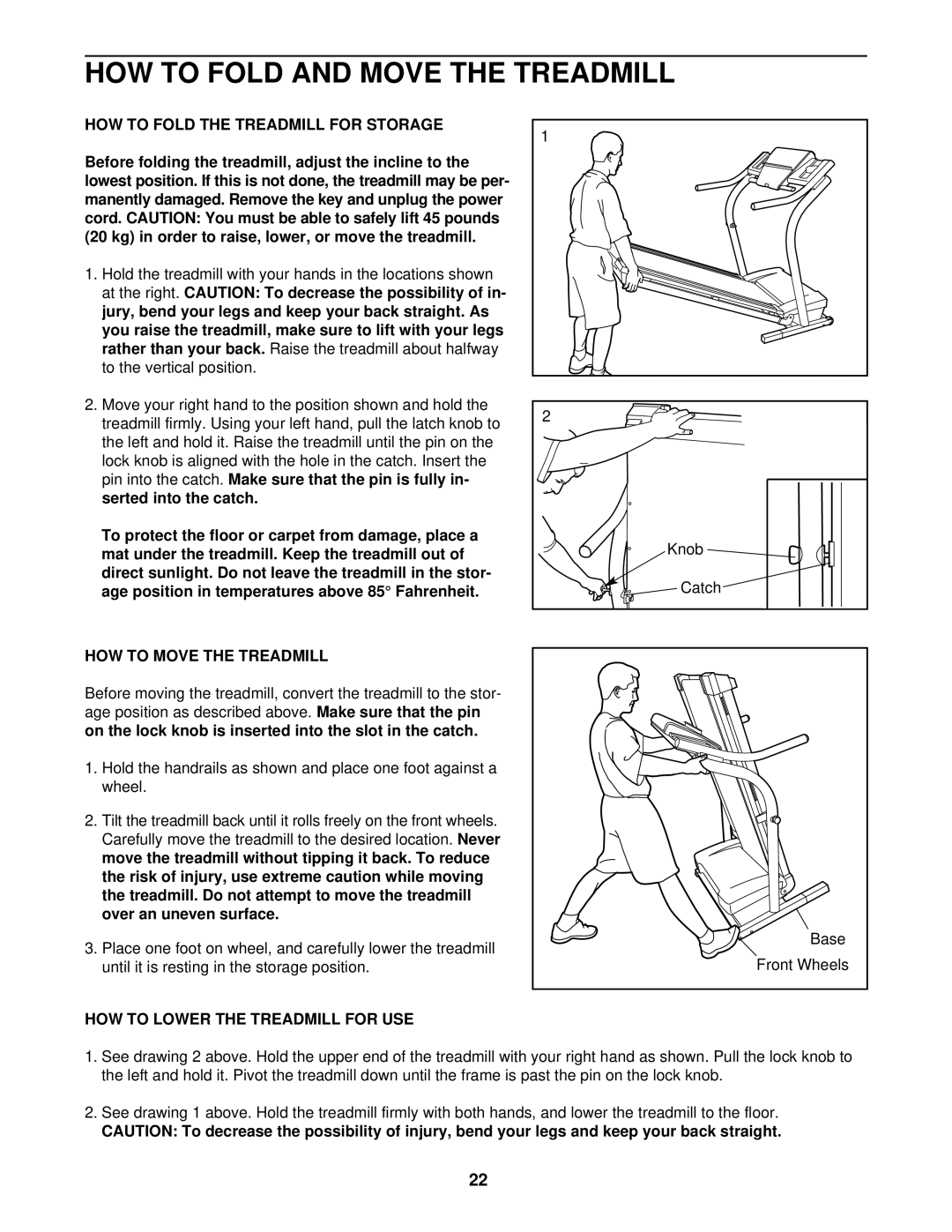 NordicTrack NTTL09612 HOW to Fold and Move the Treadmill, HOW to Fold the Treadmill for Storage, HOW to Move the Treadmill 