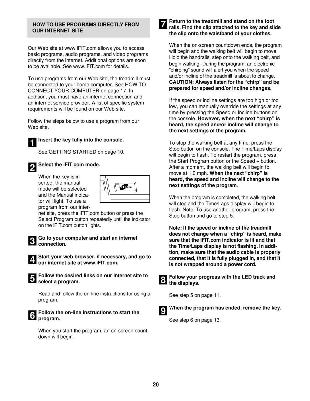 NordicTrack NTTL09711 manual HOW to USE Programs Directly from OUR Internet Site 