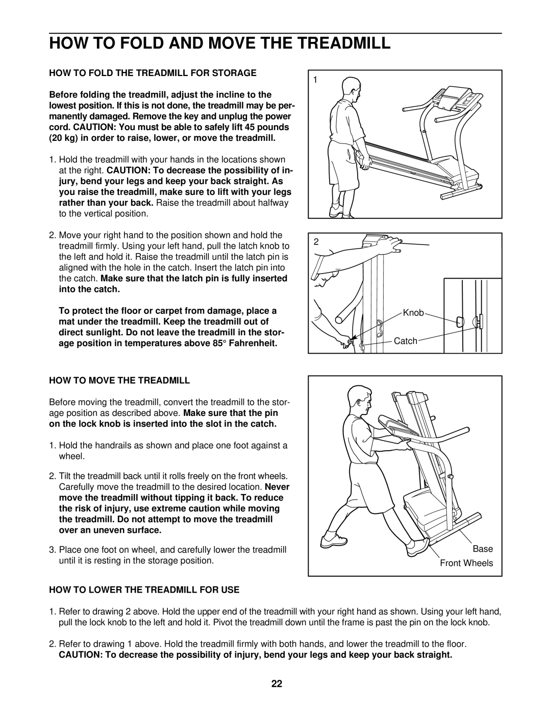 NordicTrack NTTL09711 HOW to Fold and Move the Treadmill, HOW to Fold the Treadmill for Storage, HOW to Move the Treadmill 