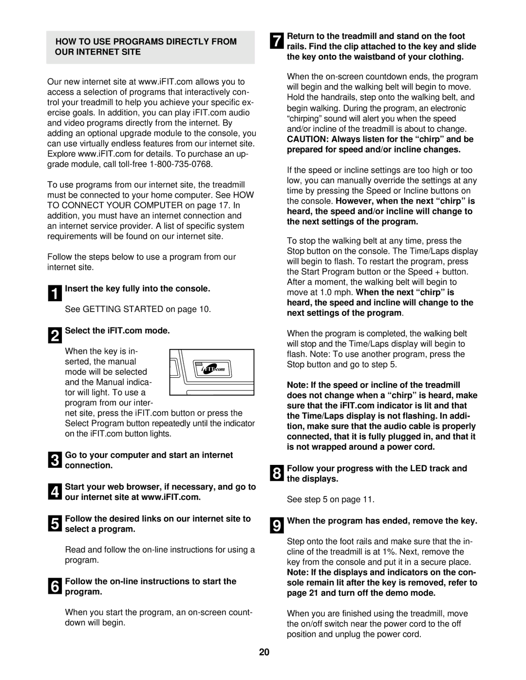 NordicTrack NTTL09900 manual HOW to USE Programs Directly from OUR Internet Site 