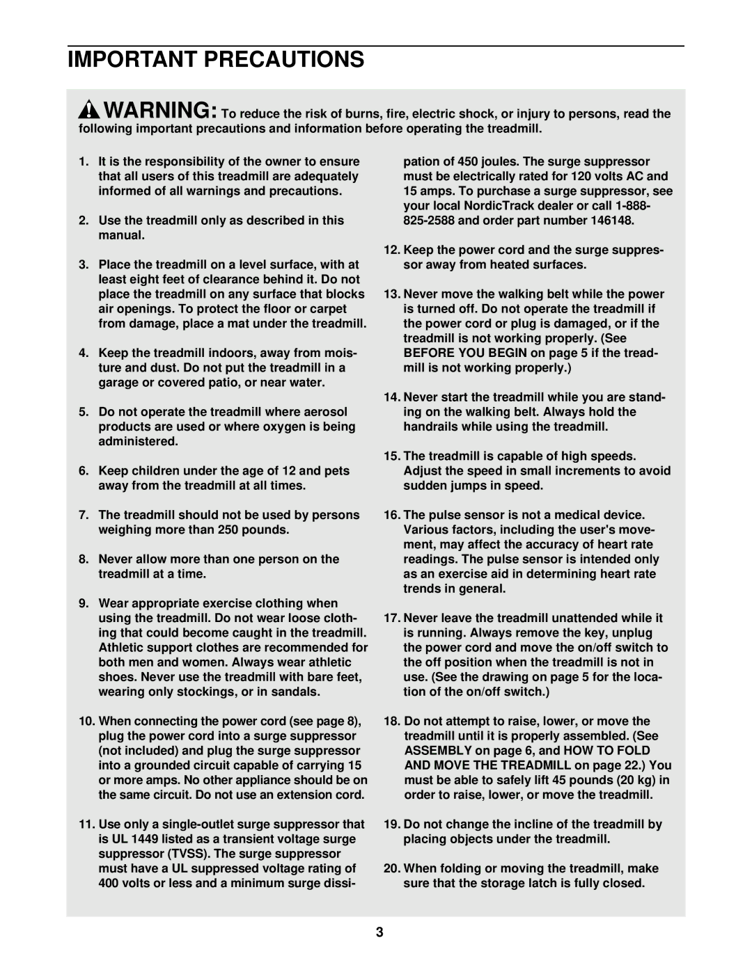 NordicTrack NTTL09900 manual Important Precautions 