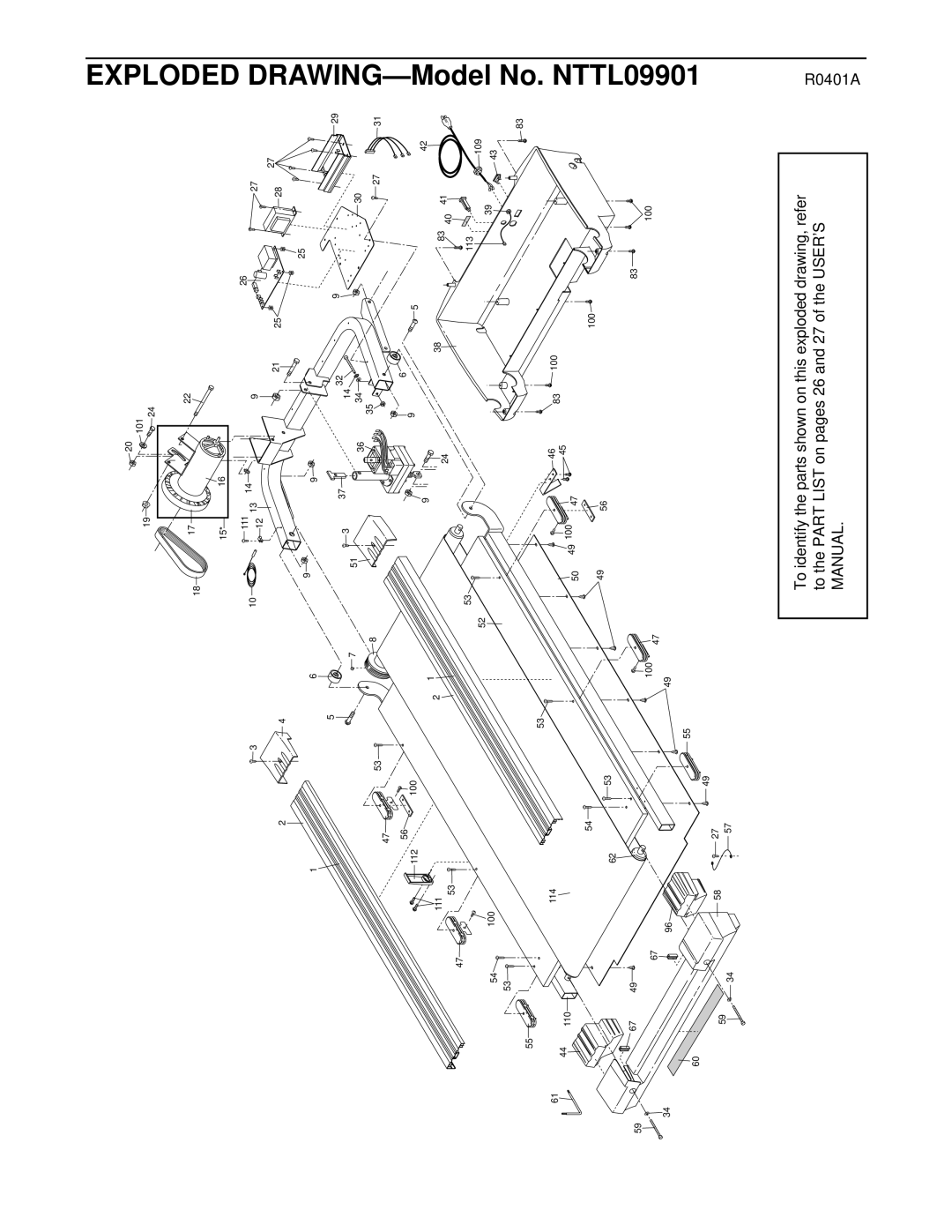 NordicTrack NTTL09901 user manual Exploded 