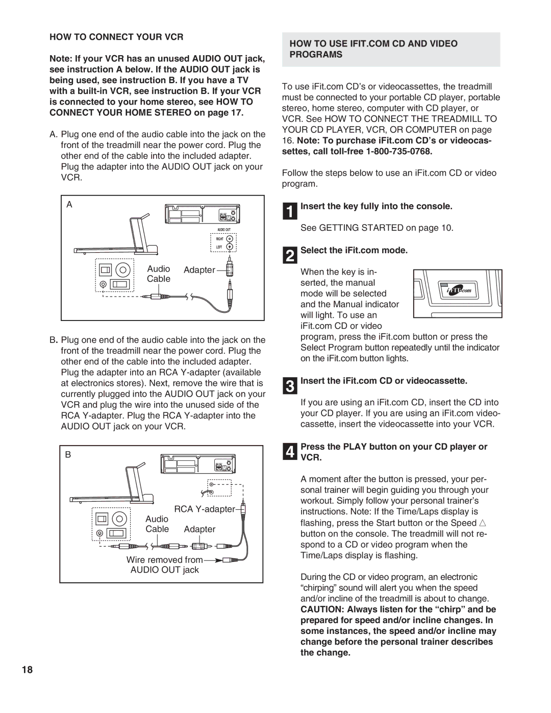 NordicTrack NTTL09990 HOW to Connect Your VCR, Audio Adapter Cable, PressVCR. the Play button on your CD player or 