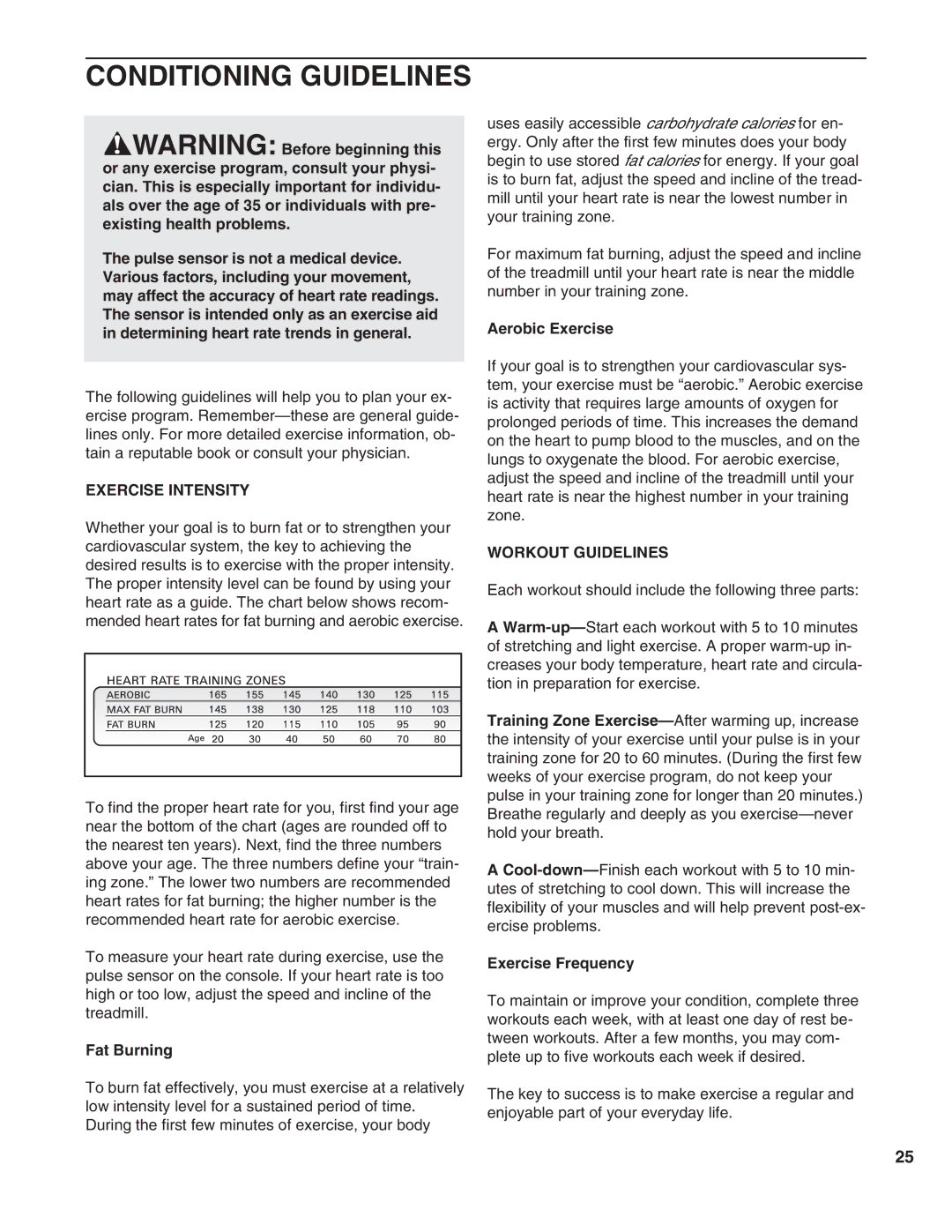 NordicTrack NTTL09990 user manual Conditioning Guidelines, Exercise Intensity, Workout Guidelines 