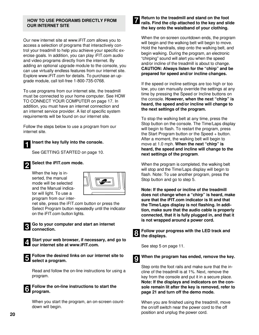 NordicTrack NTTL09994 user manual HOW to USE Programs Directly from OUR Internet Site 