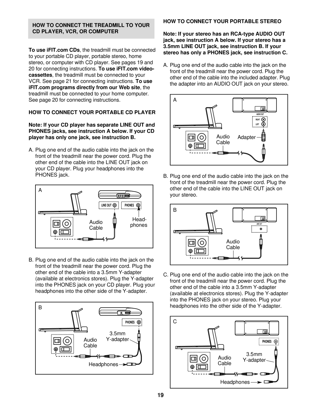 NordicTrack NTTL10510 user manual HOW to Connect Your Portable Stereo 