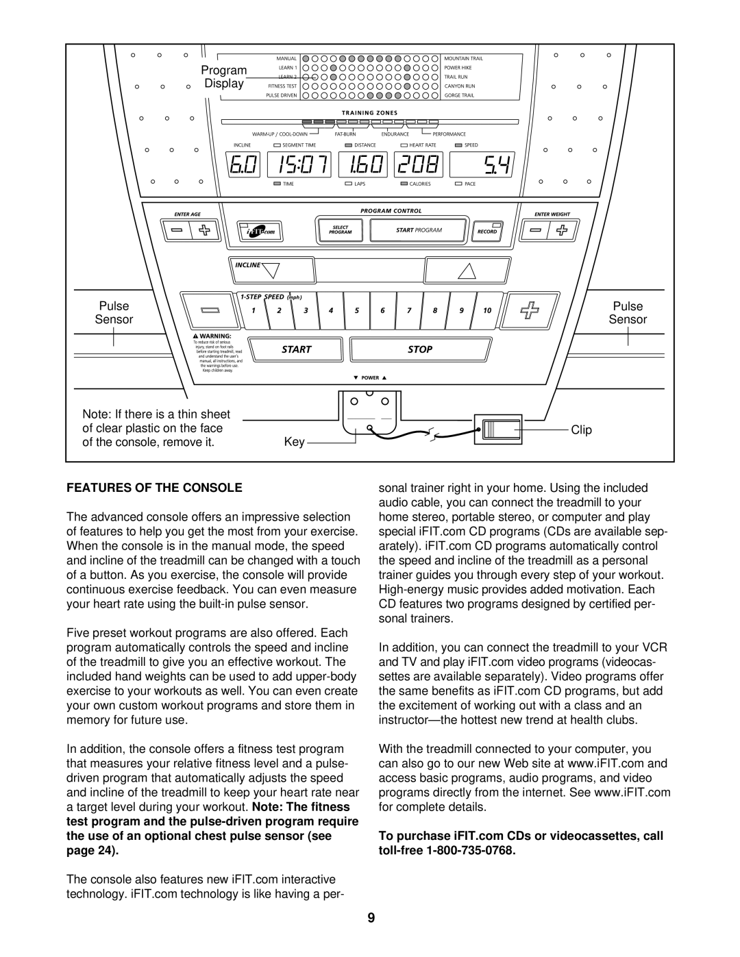 NordicTrack NTTL10510 user manual Features of the Console 