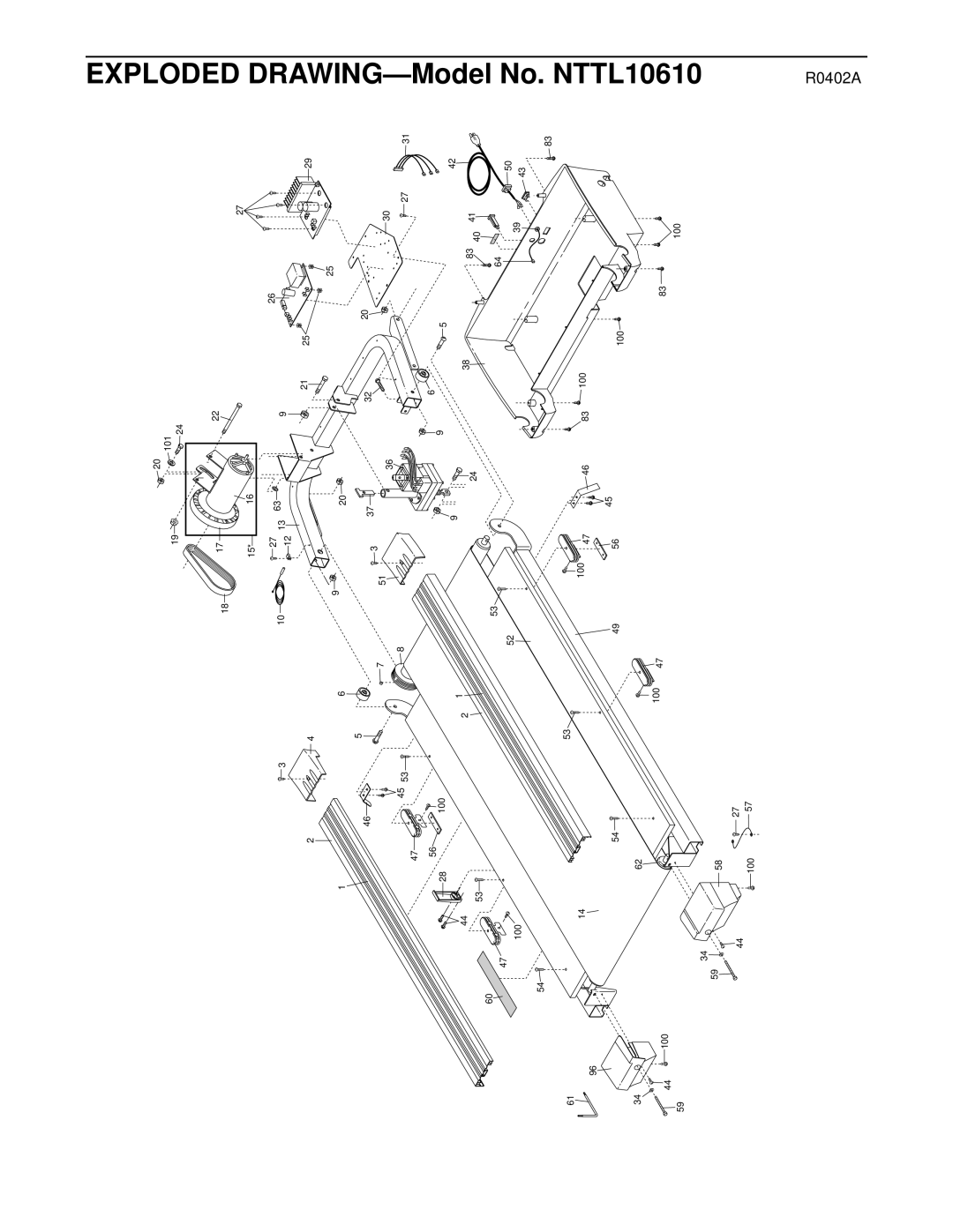 NordicTrack manual Exploded DRAWING-Model No. NTTL10610 