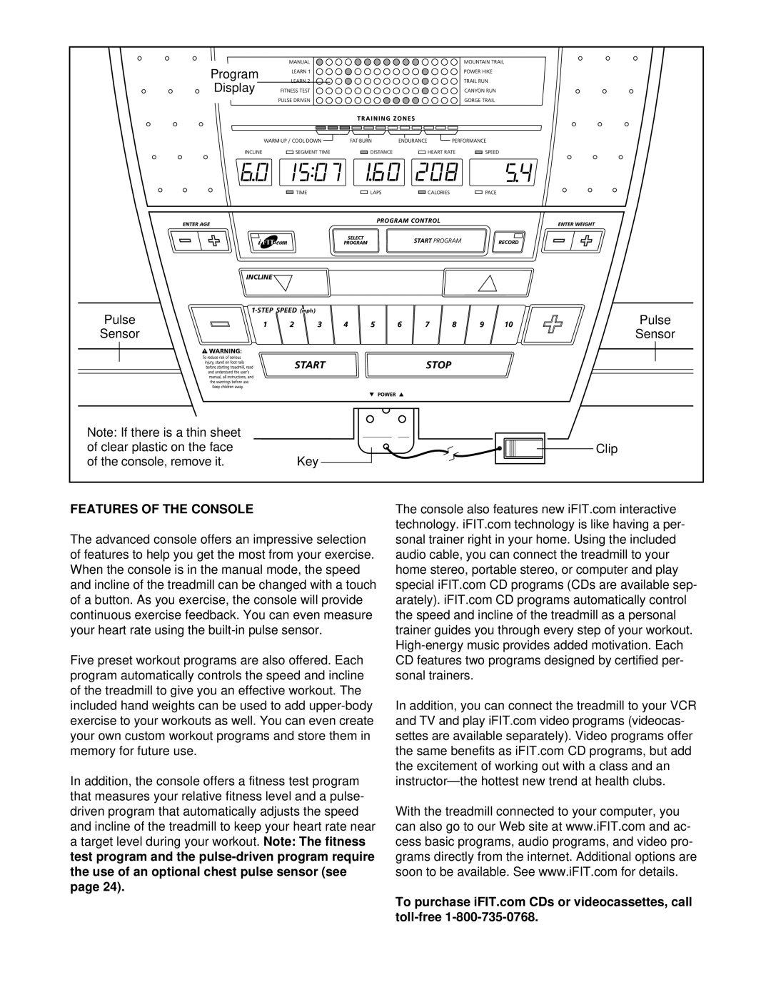 NordicTrack NTTL10612 user manual Features of the Console 