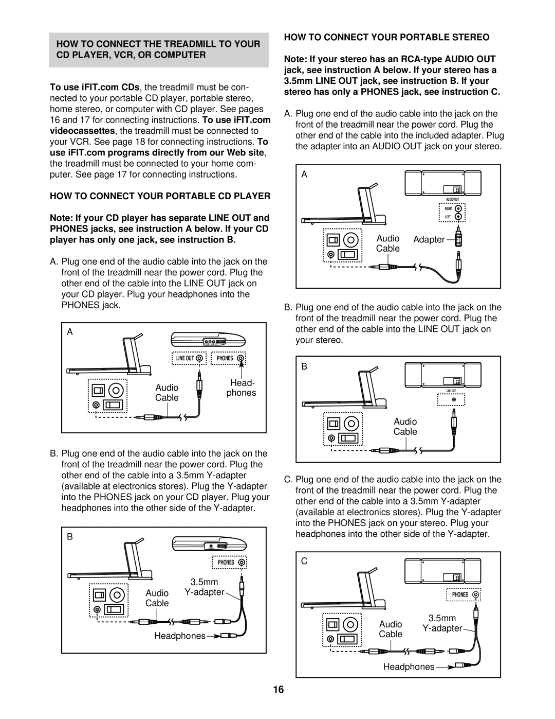 NordicTrack NTTL11511 user manual HOW to Connect Your Portable Stereo 