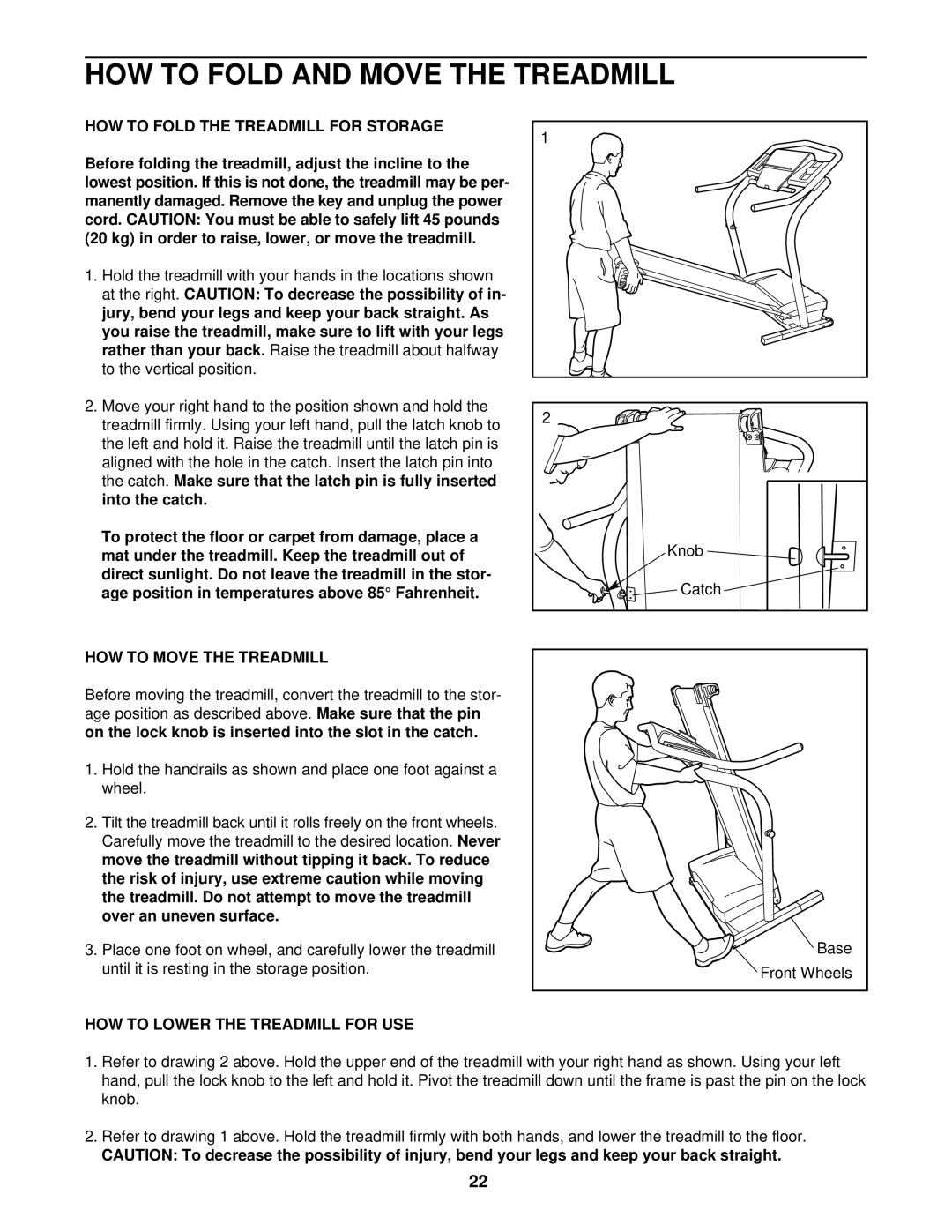 NordicTrack NTTL11511 HOW to Fold and Move the Treadmill, HOW to Fold the Treadmill for Storage, HOW to Move the Treadmill 