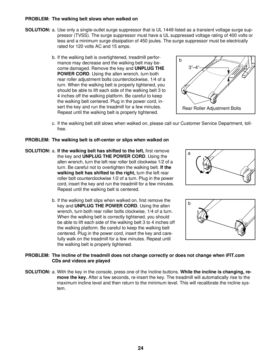 NordicTrack NTTL11511 user manual Problem The walking belt slows when walked on 