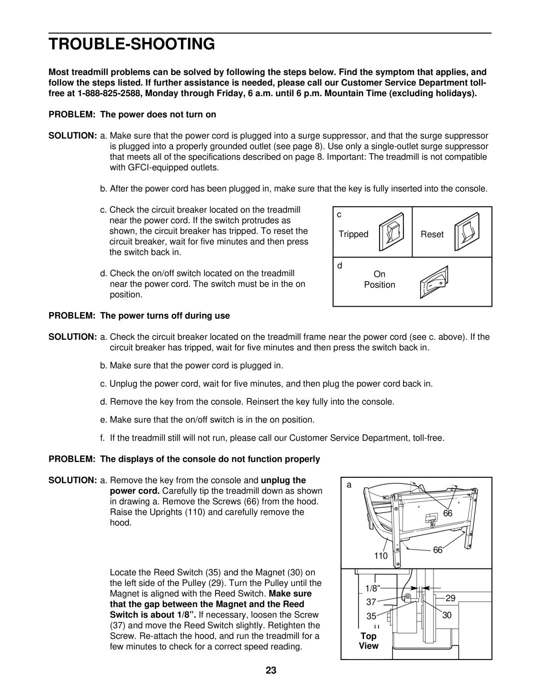 NordicTrack NTTL11513 user manual Trouble-Shooting, Problem The power turns off during use, Top 