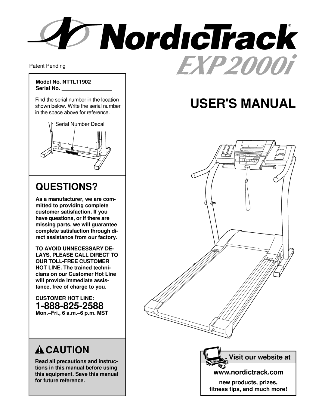 NordicTrack user manual Questions?, Model No. NTTL11902 Serial No, Customer HOT Line 