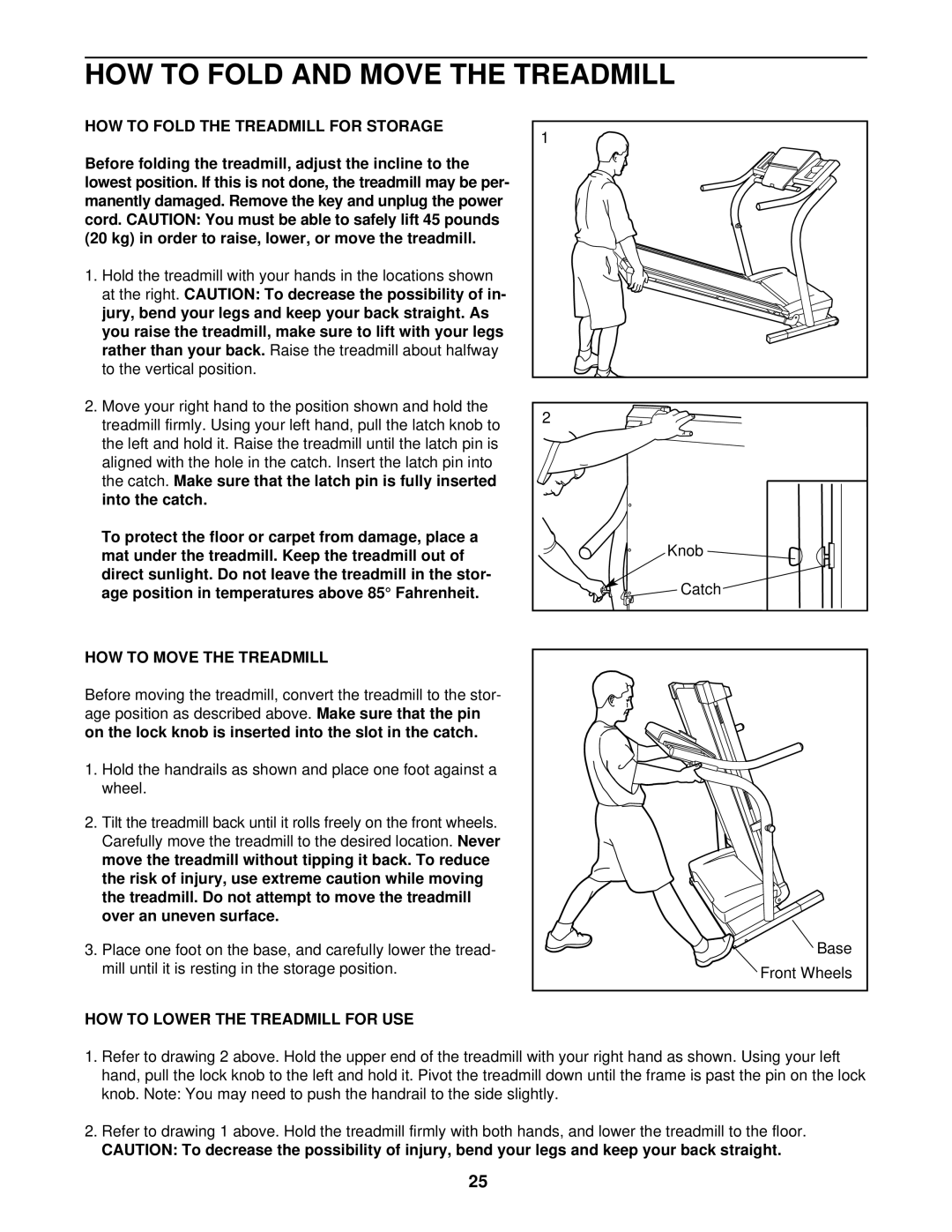 NordicTrack NTTL11903 HOW to Fold and Move the Treadmill, HOW to Fold the Treadmill for Storage, HOW to Move the Treadmill 