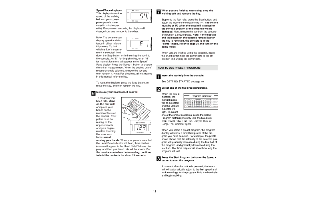 NordicTrack NTTL11990 manual HOW to USE Preset Programs 